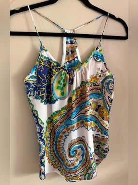 Trina Turk Spaghetti Strap Paisley Racerback Camisole Tank Size Small